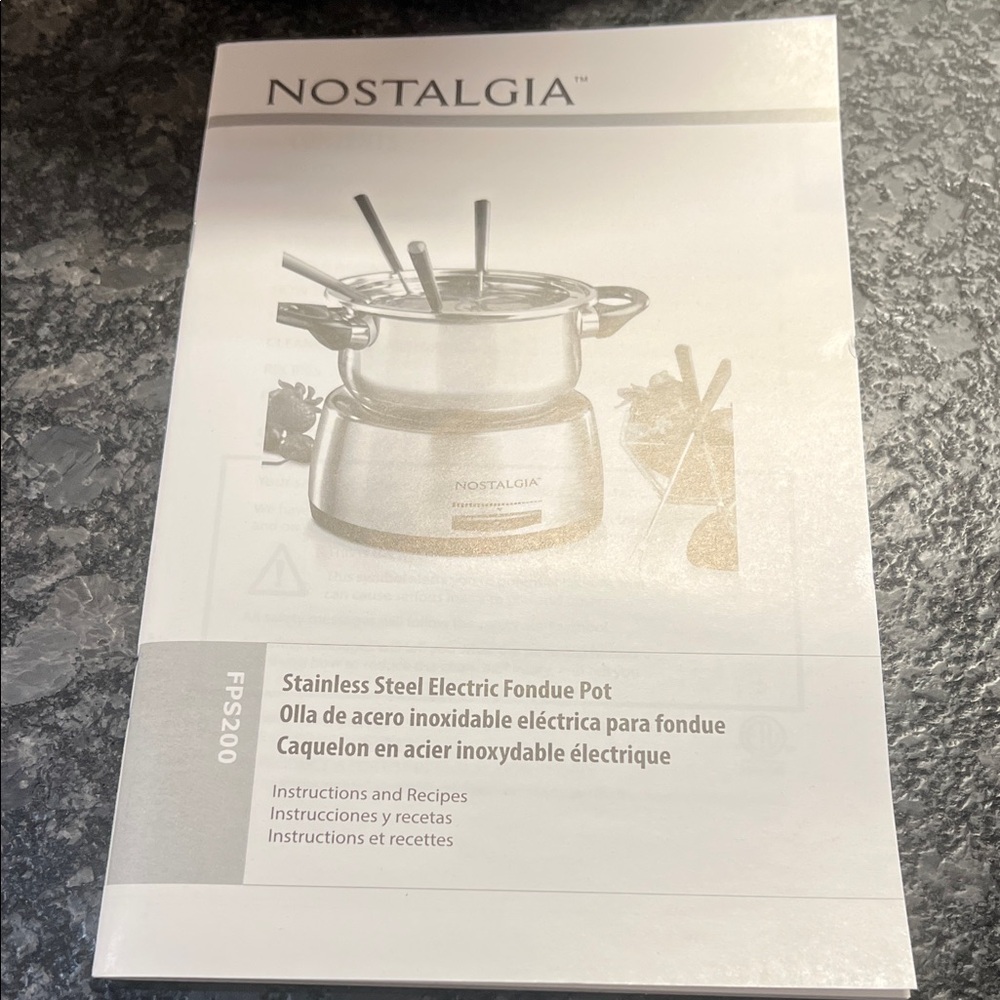 Nostalgia Electric Silver Fondue Set with Black Handles. 6 Forks - Picture 2 of 4